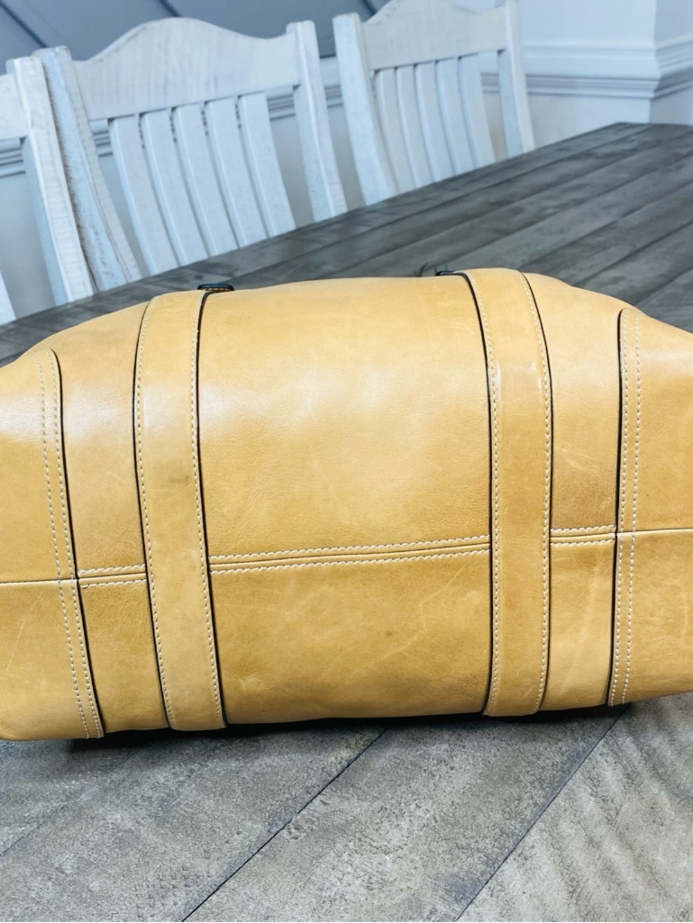 Vintage Coach Hamptons Large Carryall Tote Bag Leather Camel 6491 - Picture 12 of 15